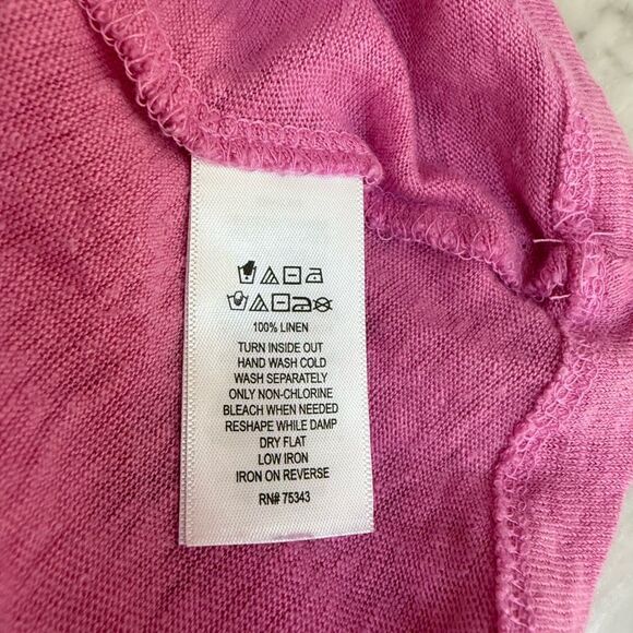 Rachel Zoe Women's 100% Linen Flutter Sleeve V Neck Blouse Top Pink Size 3X - Picture 7 of 7